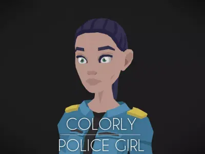 Colorly - Police Girl - Game Ready - Rigged - Customizable Low-poly 3D model