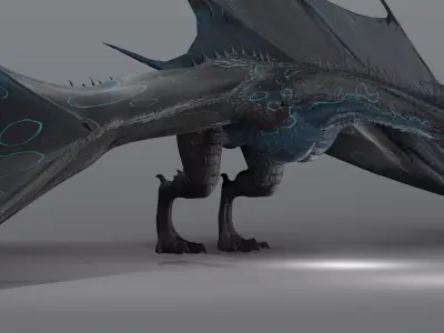The great blue dragon - rigged Low-poly 3D model