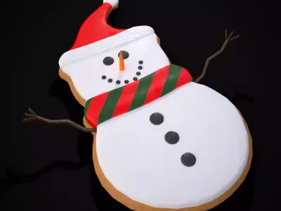Adorable Snowman Christmas Cookie Low-poly 3D model