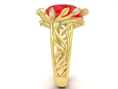 Luxury Floral Oval Ruby Ring for Women 3681 3D print model