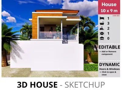 House 10x9m code 653 - Sketchup 3D model 3D model 3D model