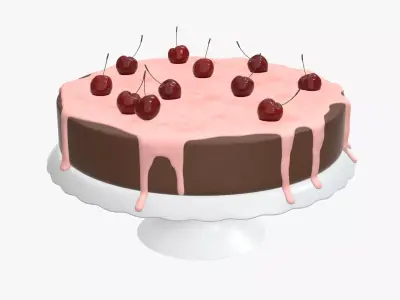 Cake with cherry on top 3D model