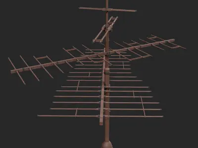 Old rusted tv antenna 1 Low-poly 3D model