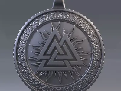Scandinavian pendant valknut 3D print model