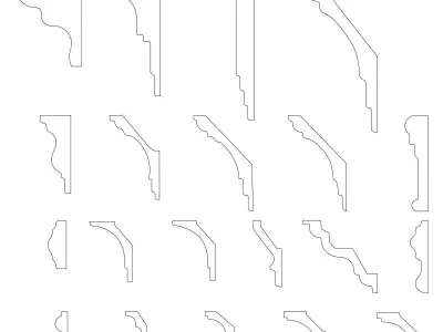 Set of profiles for cornices and moldings 3D model