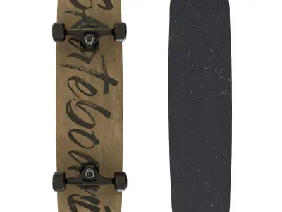 Skateboard Low-poly 3D model 4