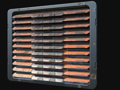 sci fi   window with Shutters - modular  Low-poly 3D model