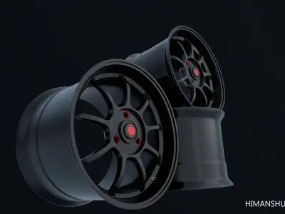Wheel set of rims 3D model
