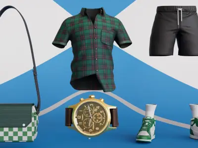 3D ChibiCaro Green with Shirt shorts Snecker Style Low-poly 3D model