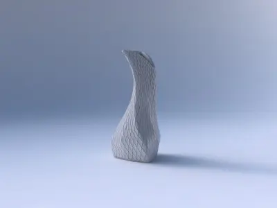 Vase twist puffy bent triangle with diagonal grid plates 3D print model