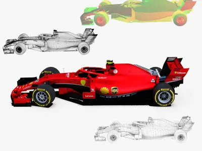 F1 2018 car Low-poly 3D model