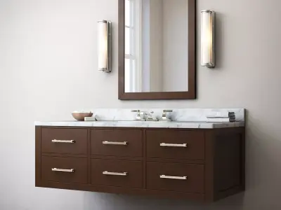 RH Hutton single extra-wide floating vanity 3D model