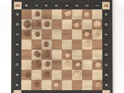 Wooden classic chess Low-poly 3D model