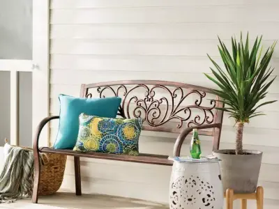 Blooming Iron Garden Bench Chair 3D model