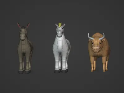 Cartoon Animals Pack Low-poly 3D model