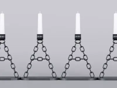 Alphabet A Chain Black Candleholder 3D Model True 4K PBR Render Low-poly 3D model