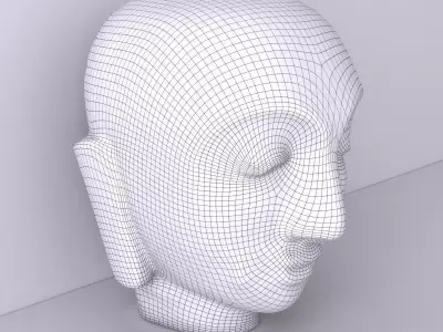 Stone Head Buddha Statue 3D model