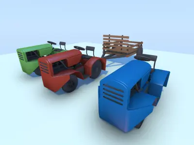 Low Poly Utility Vehicle Pack FBX Low-poly 3D model