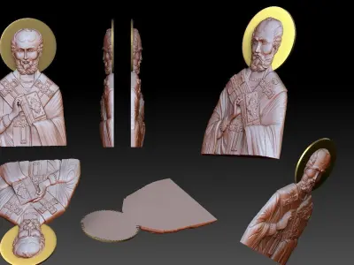 Saint Nicholas 3d model bas relif 3D print model 3D print model