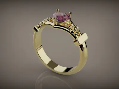 Heart flowers Ring for female  Free 3D print model