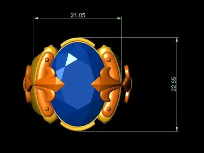 Stone Ring 3D print model 2