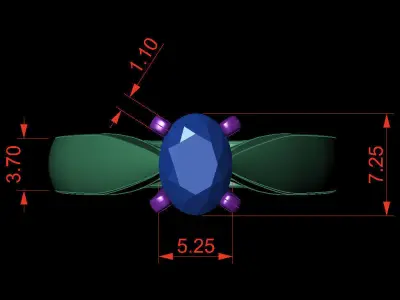 Oval 0-75-CT Quarter Round Profile Shank Width 3-30mm 3D print model