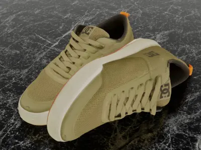DC 3D SKATE SHOES - GREEN SNEAKERS 3D model
