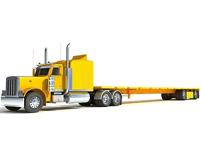 Heavy Truck with Flatbed Trailer 3D model