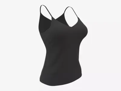 Strap Vest Top for Women Black Mockup 3D model