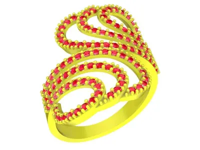 Luxury Abstract Swirl Pave Gemstone Ring for Women 5638 3D print model