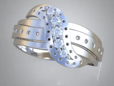 Diamond ring 0357 3D printable model Free 3D print model