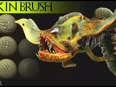 40 Creature Skin Brush- Brushes for Character and Creature 3D model