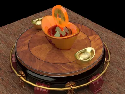 Chinese gold Ingot   3D model