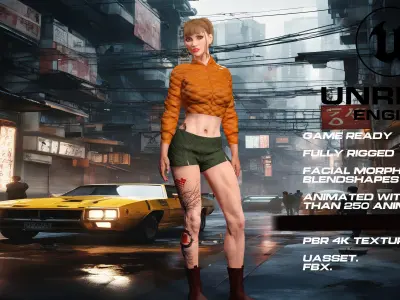 Casual girl full rigged - game ready - animated  Low-poly 3D model