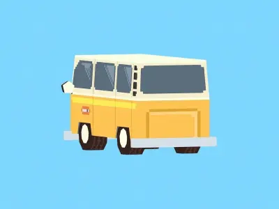 Lowpoly Pixelart Van Low-poly 3D model