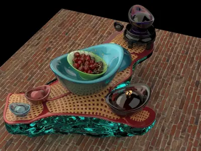  Chinese gold Ingot and cheery   3D model