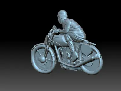 Motorcyclist person riding motorcycle 3D print model