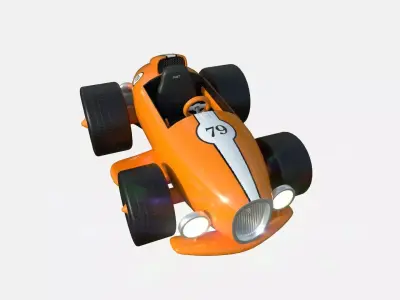 Cartoon Kart B07 Orange - Vehicle Racing Design Low-poly 3D model
