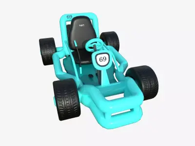 Cartoon Kart H10 Light Blue - Vehicle Racing Design Low-poly 3D model