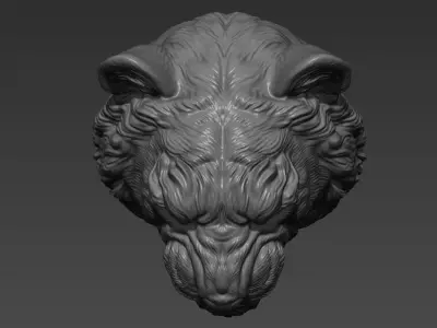 Tiger grin in Japanese style 3D print model