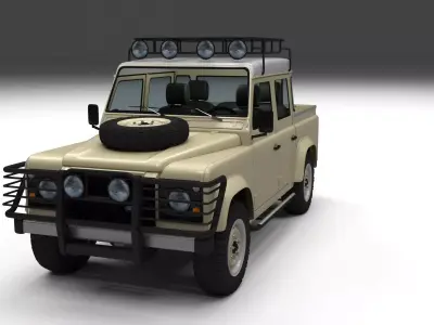 Land Rover Defender 110 Double Cab Pick Up w interior 3D model