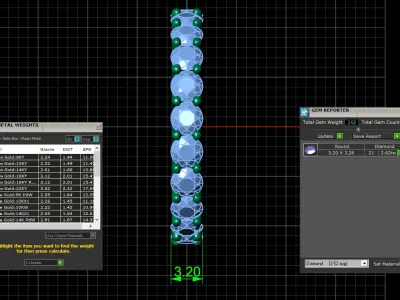 U Shaped Eternity Ring 3 point 2 mm stone size swiss 14 and EU54 3D print model
