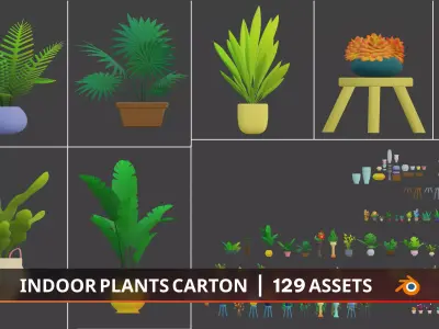 Cartoon Plant Pots Collection Low-poly 3D model