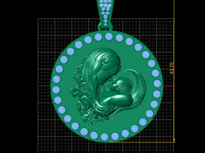 MOTHER BABY CION PENDANT 3D PRINTABLE MODEL  3D print model