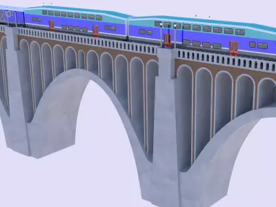 Viaduct with BiLevel train 3D model