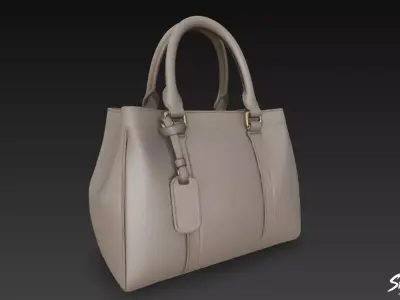 Gray Brown Structured Tote Bag Low-poly 3D model