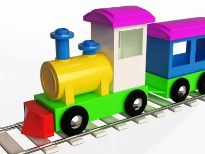 Train Toy for Child Low-poly 3D model