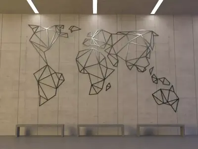 World Map Wall Decoration 3D model