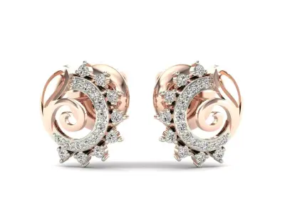 Earrings-6889 pair of rose gold earrings with diamonds 3D print model