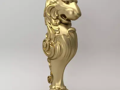 Lion Carved Balustrade 3D model
